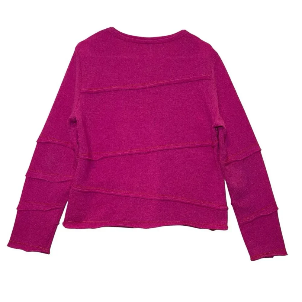 Garnet Hill Women’s Sweater Cardigan Size Large Pink Wool/ Angora Blend Buttons